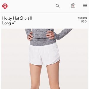 Lululemon White Hotty Hot Shorts